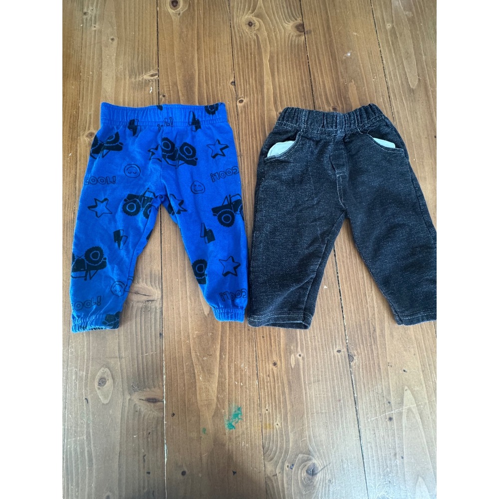 Garanimals Baby Boys Pants 3 6 Months Blue Monster Print & Black Denim Style Lot